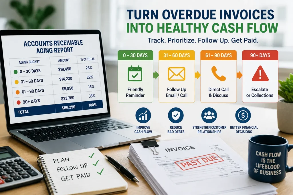 Accounts receivable aging process for late payments
