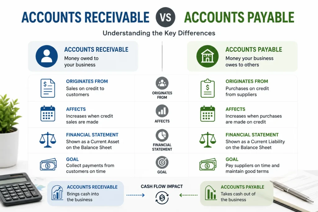Key differences between accounts receivable and accounts payable